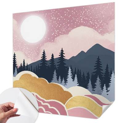 Papel mural con patrón decorativo Atardecer rosa