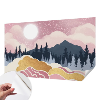 Papel mural con patrón decorativo Atardecer rosa