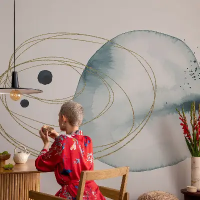 Mural de pared con estampado hermoso con un motivo de conexión abstracta
