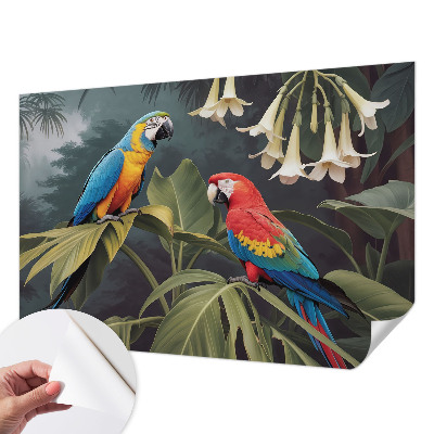 Fotomural decorativo para cabecero de cama loros coloridos