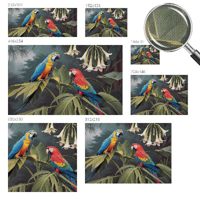 Fotomural decorativo para cabecero de cama loros coloridos