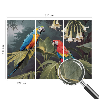 Fotomural decorativo para cabecero de cama loros coloridos
