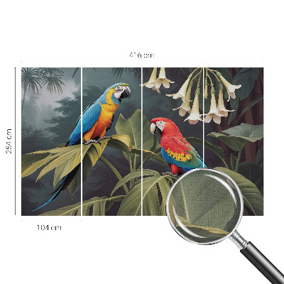 Fotomural decorativo para cabecero de cama loros coloridos
