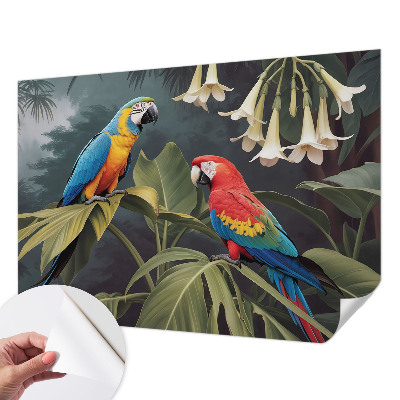 Fotomural decorativo para cabecero de cama loros coloridos