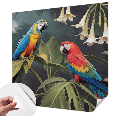 Fotomural decorativo para cabecero de cama loros coloridos