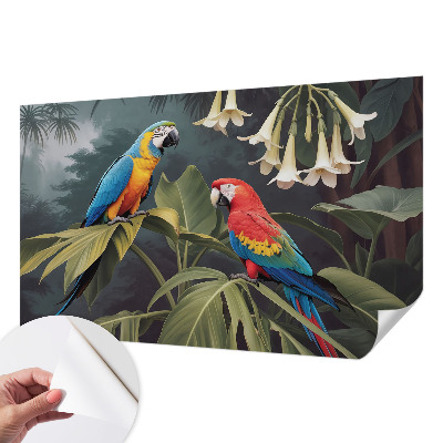 Fotomural decorativo para cabecero de cama loros coloridos