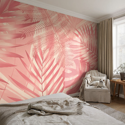 Papel mural texturado decorativo hojas tropicales