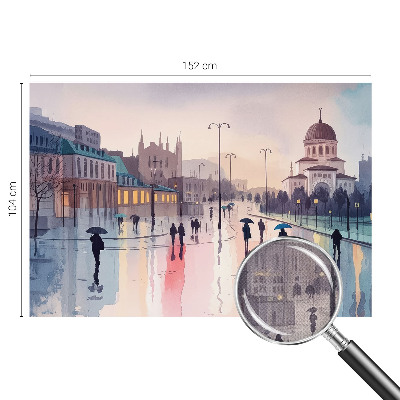 Papel mural con patrón decorativo Un paseo bajo la lluvia