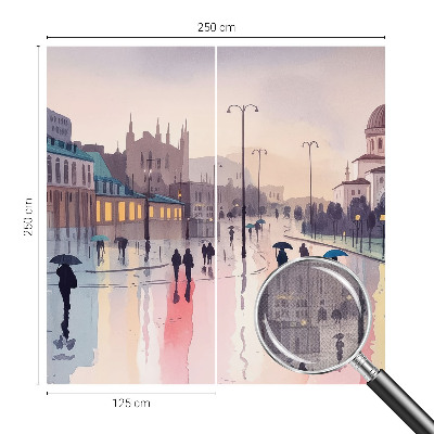 Papel mural con patrón decorativo Un paseo bajo la lluvia