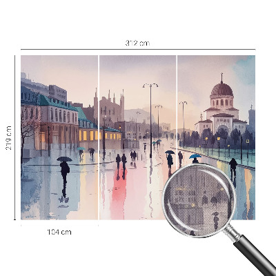 Papel mural con patrón decorativo Un paseo bajo la lluvia