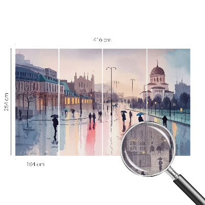 Papel mural con patrón decorativo Un paseo bajo la lluvia