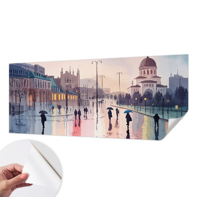 Papel mural con patrón decorativo Un paseo bajo la lluvia