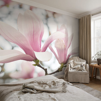 Mural de pared con estampado hermoso flores de magnolia