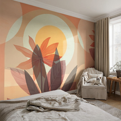 Papel mural texturado decorativo abstracción floral