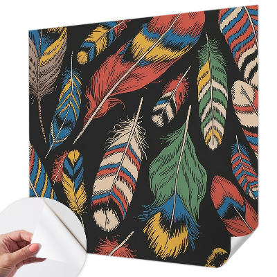 Mural de pared con estampado hermoso Plumas coloridas