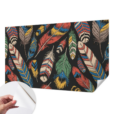 Mural de pared con estampado hermoso Plumas coloridas
