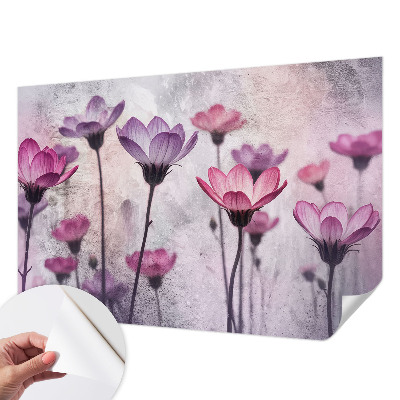 Papel mural texturado decorativo con diseño de flores en tonos pastel