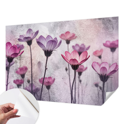 Papel mural texturado decorativo Flores en tonos pastel