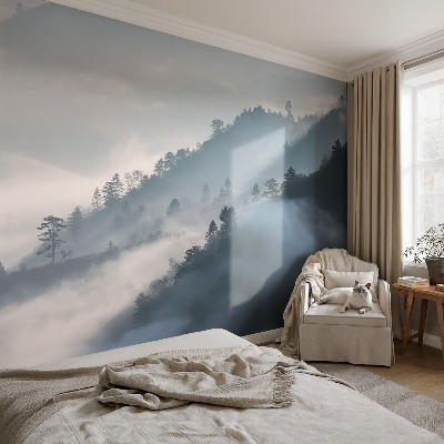 Fotomural decorativo para cabecero de cama paisaje brumoso