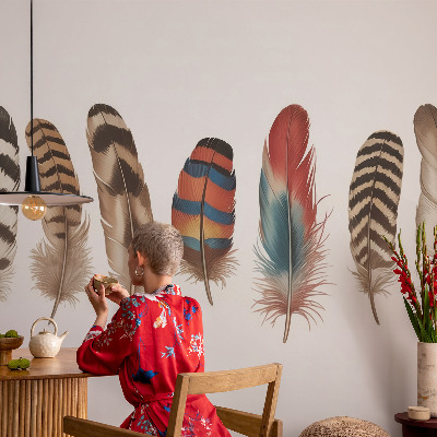 Mural de pared con estampado hermoso Plumas coloridas