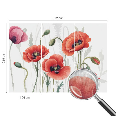 Fotomural decorativo para cabecero de cama amapolas rojas