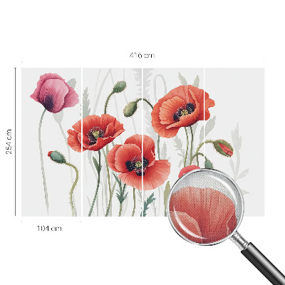 Fotomural decorativo para cabecero de cama amapolas rojas