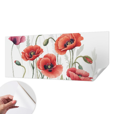 Fotomural decorativo para cabecero de cama amapolas rojas