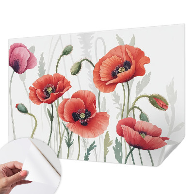 Fotomural decorativo para cabecero de cama amapolas rojas