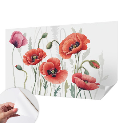 Fotomural decorativo para cabecero de cama amapolas rojas