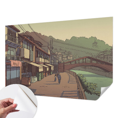 Mural de pared con estampado hermoso con un paisaje en tonos pastel