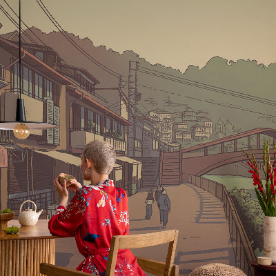 Mural de pared con estampado hermoso Paisaje en tonos pastel