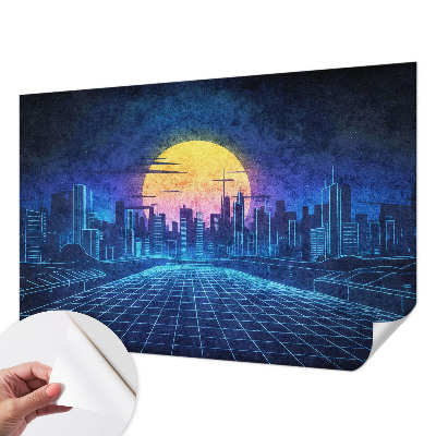 Papel mural con patrón decorativo con un diseño de paisaje futurista