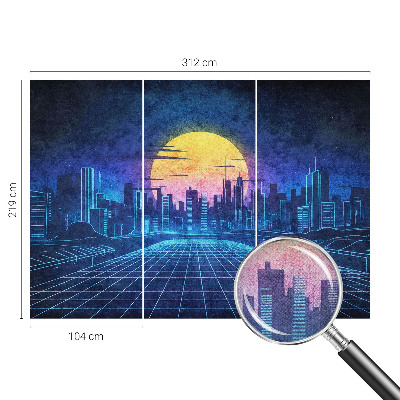 Papel mural con patrón decorativo con un diseño de paisaje futurista