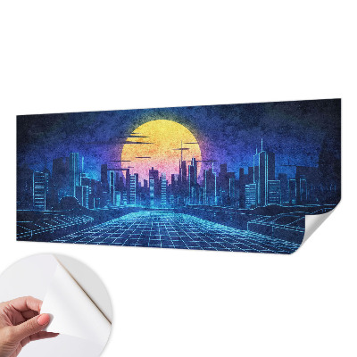 Papel mural con patrón decorativo con un diseño de paisaje futurista