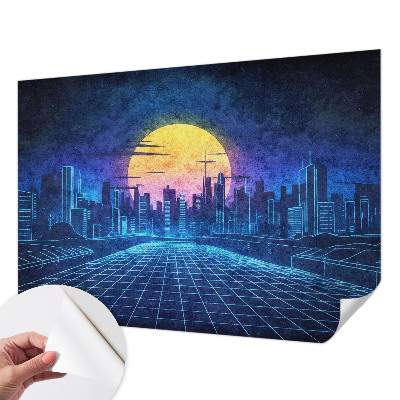 Papel mural con patrón decorativo con un diseño de paisaje futurista