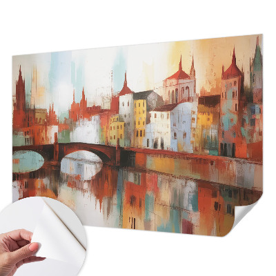 Fotomural decorativo para cabecero de cama con un paisaje urbano