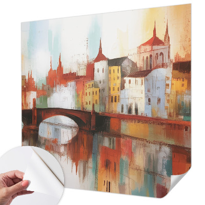 Fotomural decorativo para cabecero de cama con un paisaje urbano