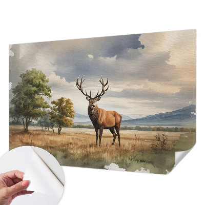 Papel mural texturado decorativo con diseño de majestuoso ciervo