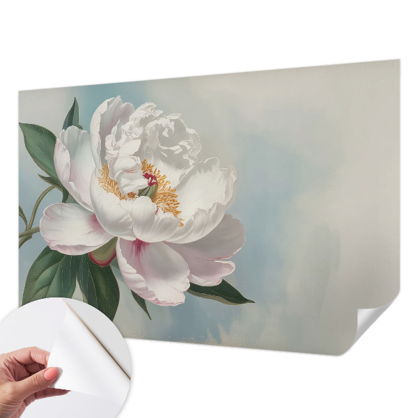 Fotomural decorativo para cabecero de cama con diseño de peonía en tonos decorativos
