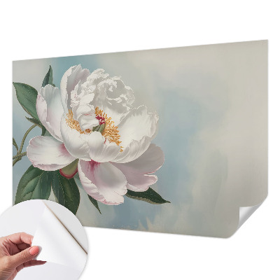 Fotomural decorativo para cabecero de cama con diseño de peonía en tonos decorativos