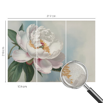 Fotomural decorativo para cabecero de cama con diseño de peonía en tonos decorativos