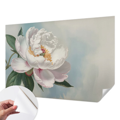 Fotomural decorativo para cabecero de cama con diseño de peonía en tonos decorativos