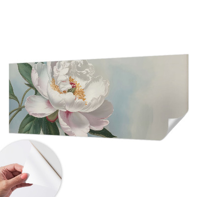 Fotomural decorativo para cabecero de cama con diseño de peonía en tonos decorativos