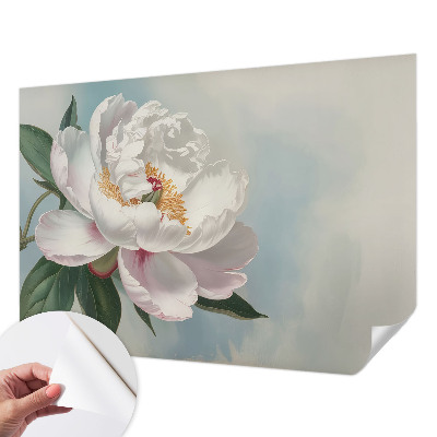 Fotomural decorativo para cabecero de cama con diseño de peonía en tonos decorativos