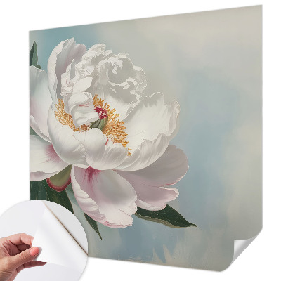 Fotomural decorativo para cabecero de cama con diseño de peonía en tonos decorativos