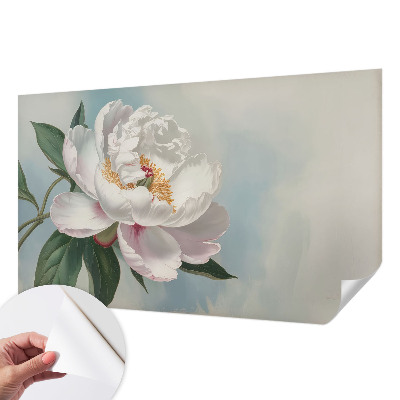 Fotomural decorativo para cabecero de cama con diseño de peonía en tonos decorativos