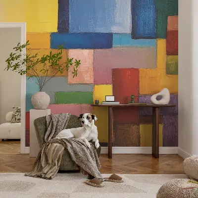 Mural de pared con estampado hermoso con rectángulos de colores