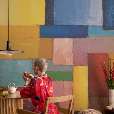 Mural de pared con estampado hermoso con rectángulos de colores