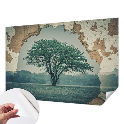 Papel mural con patrón decorativo con un diseño de un árbol solitario
