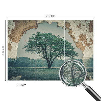 Papel mural con patrón decorativo con un diseño de un árbol solitario